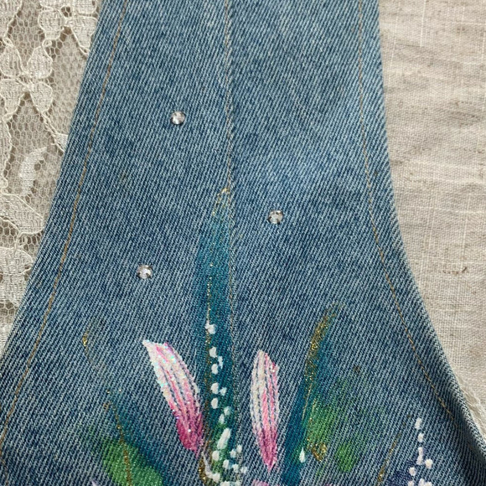 Vintage Denim Floral Painting‎ Vest - Picture 6 of 11